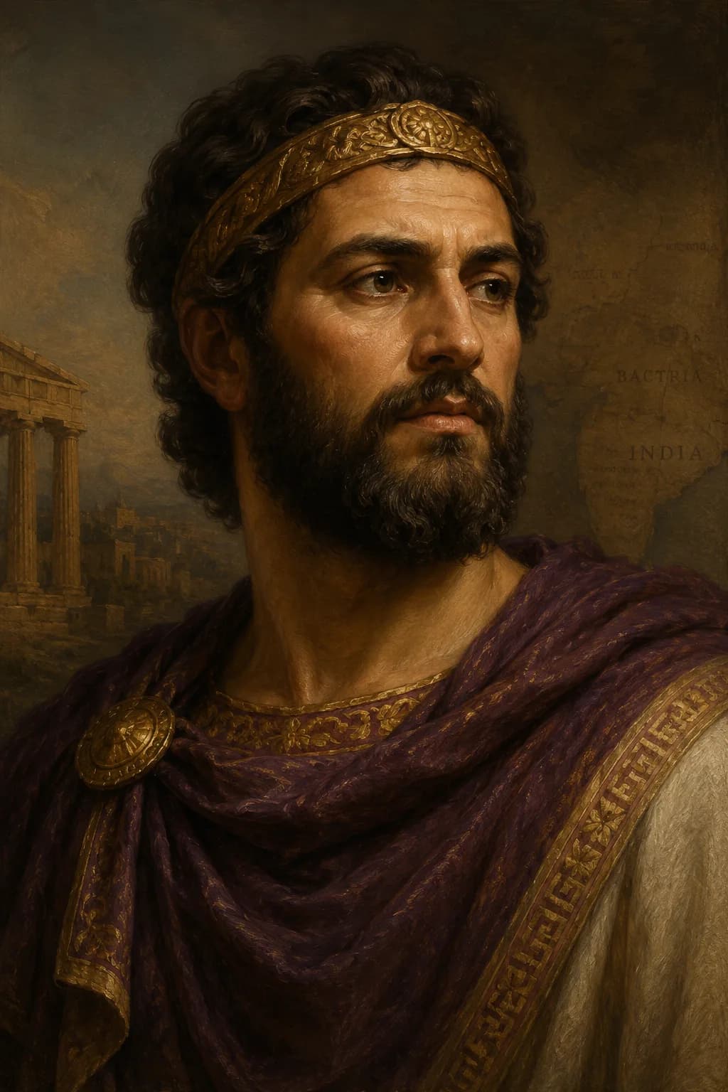 AI-generated portrait of Bessus in Persian noble dress
