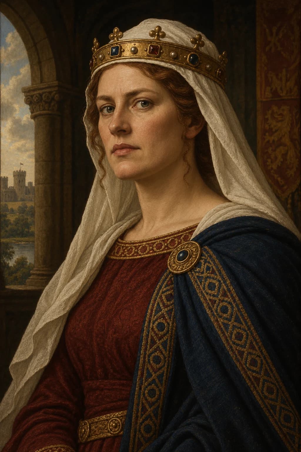 AI-generated portrait of Empress Matilda in period clothing; an interpretive reconstruction, not a documented likeness
