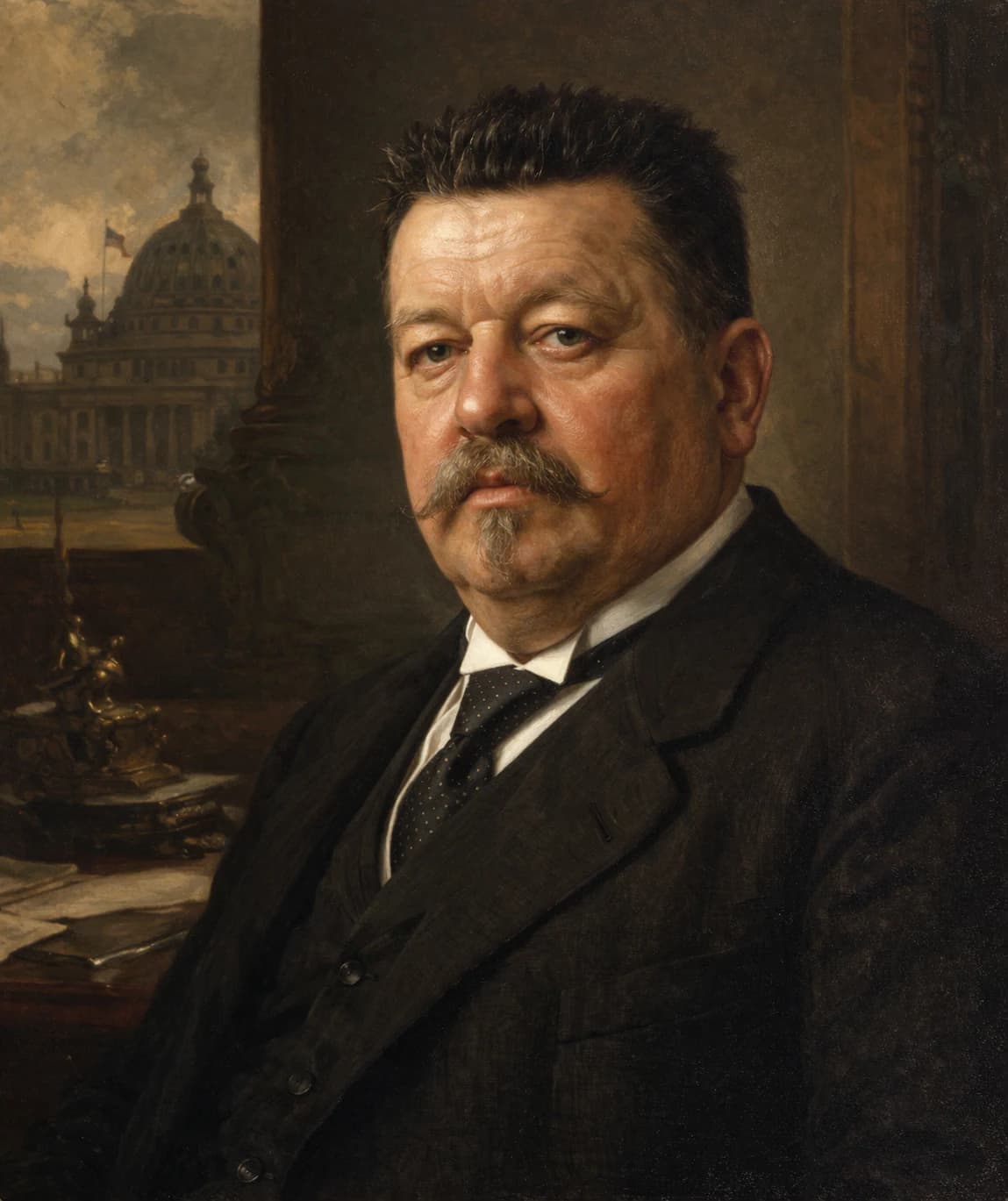 AI-generated portrait of Friedrich Ebert in formal attire