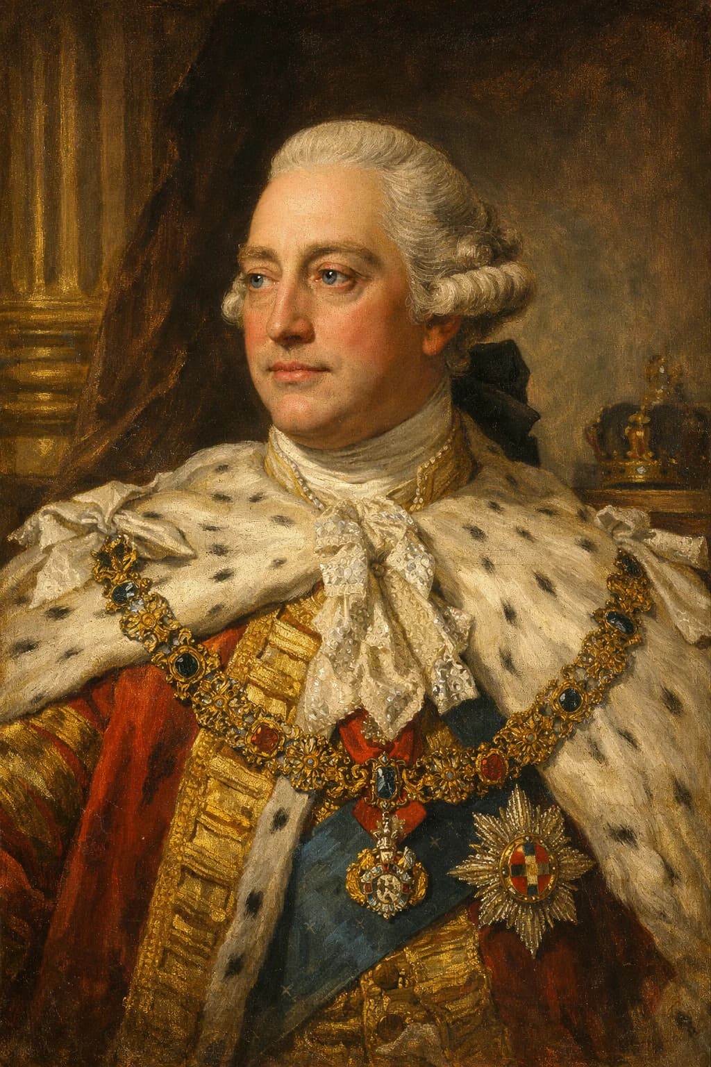 AI-generated portrait of George III in British royal attire