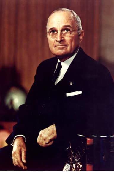 Portrait photograph of Harry S Truman
