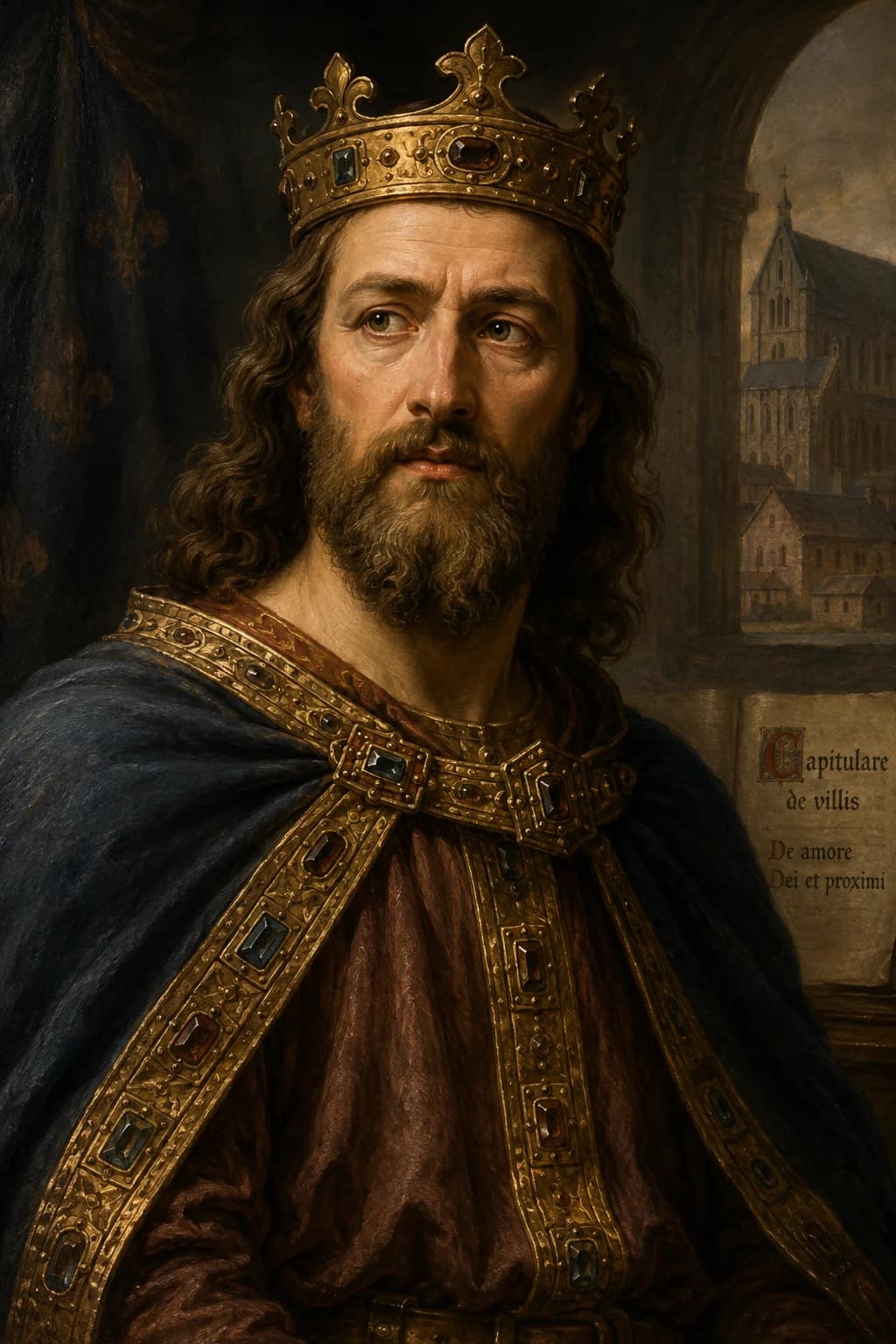AI-generated portrait of Louis the Pious, Carolingian emperor