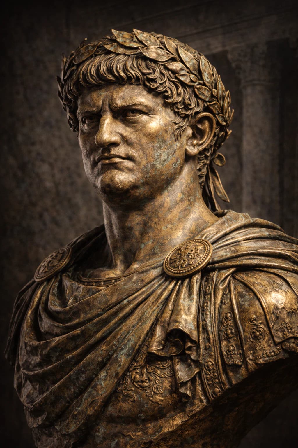 AI-generated portrait of Nero in Roman imperial attire