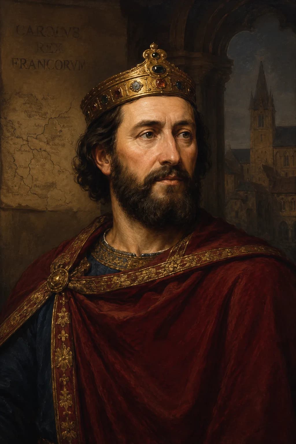 AI-generated portrait of Pepin III, king of the Franks