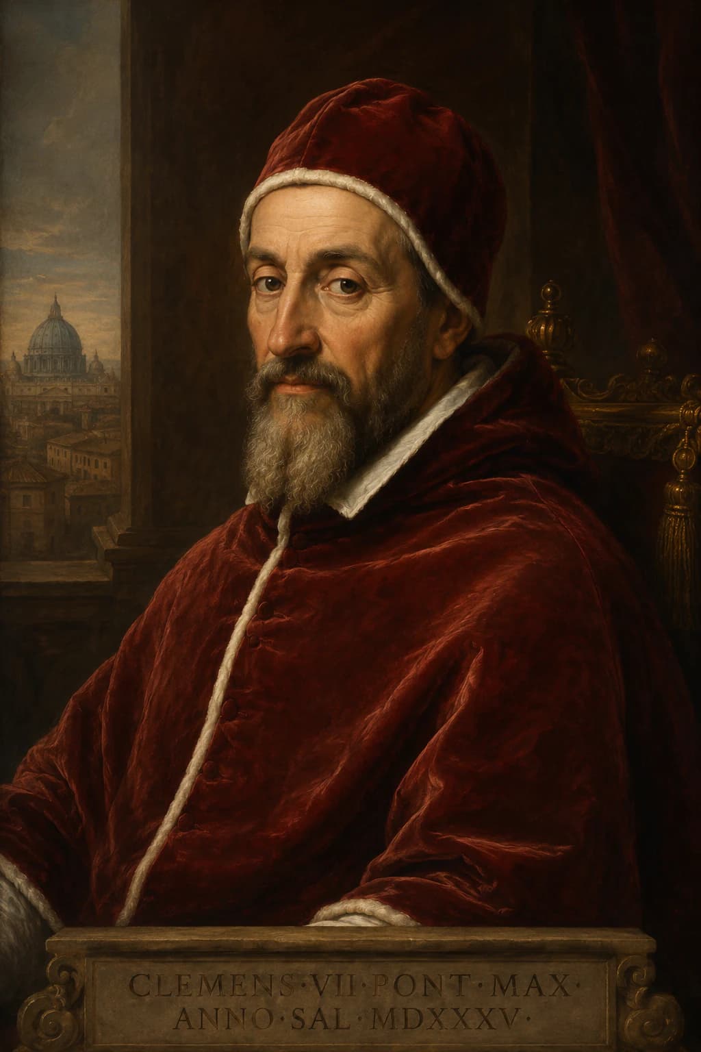 AI-generated portrait of Pope Clement VII in papal robes