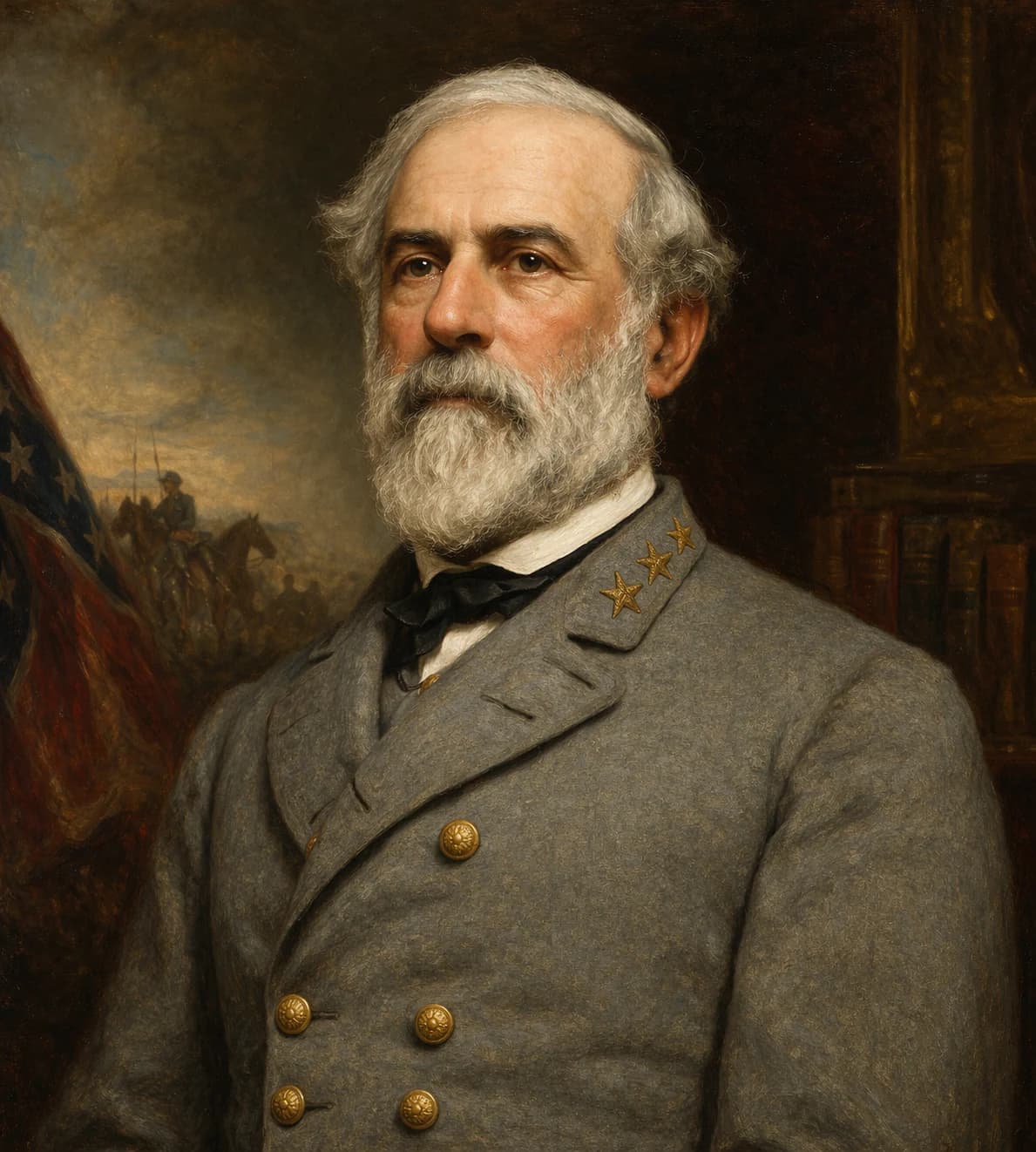 AI-generated portrait of Robert E. Lee in Confederate military uniform
