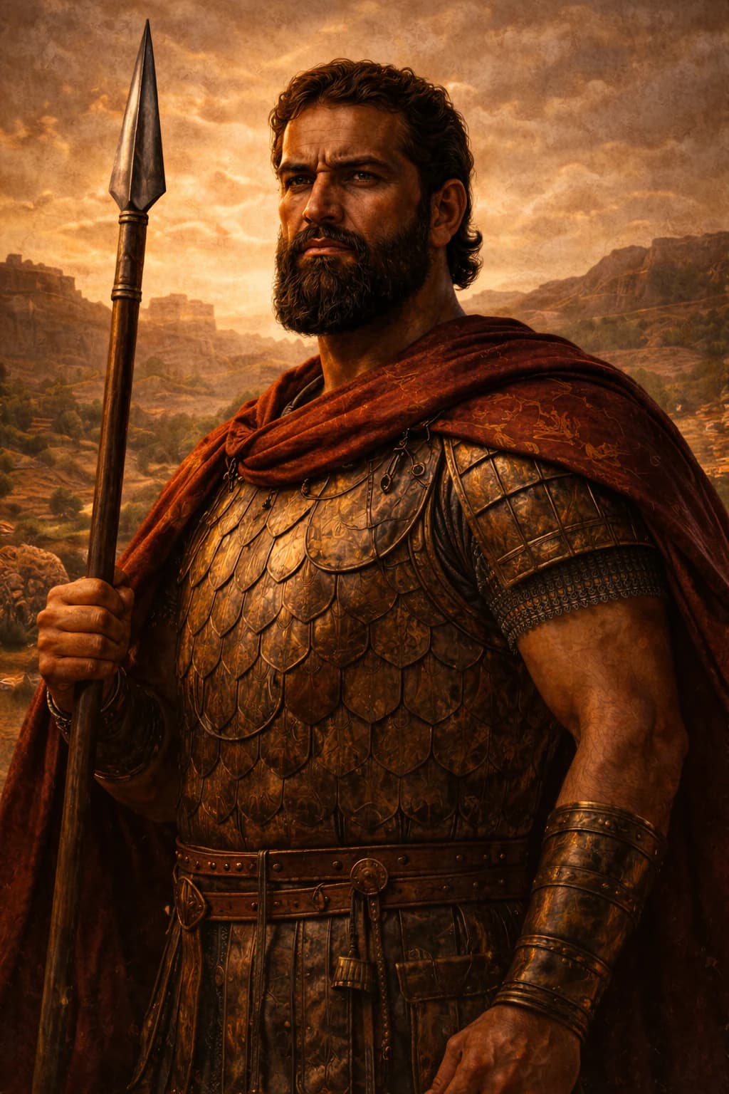 AI-generated portrait of Saul in ancient Israelite royal attire