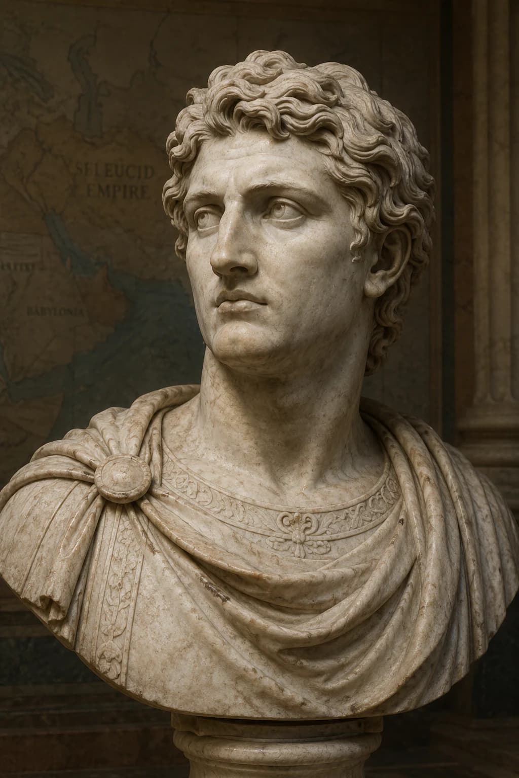 AI-generated portrait of Seleucus I Nicator as a Hellenistic ruler