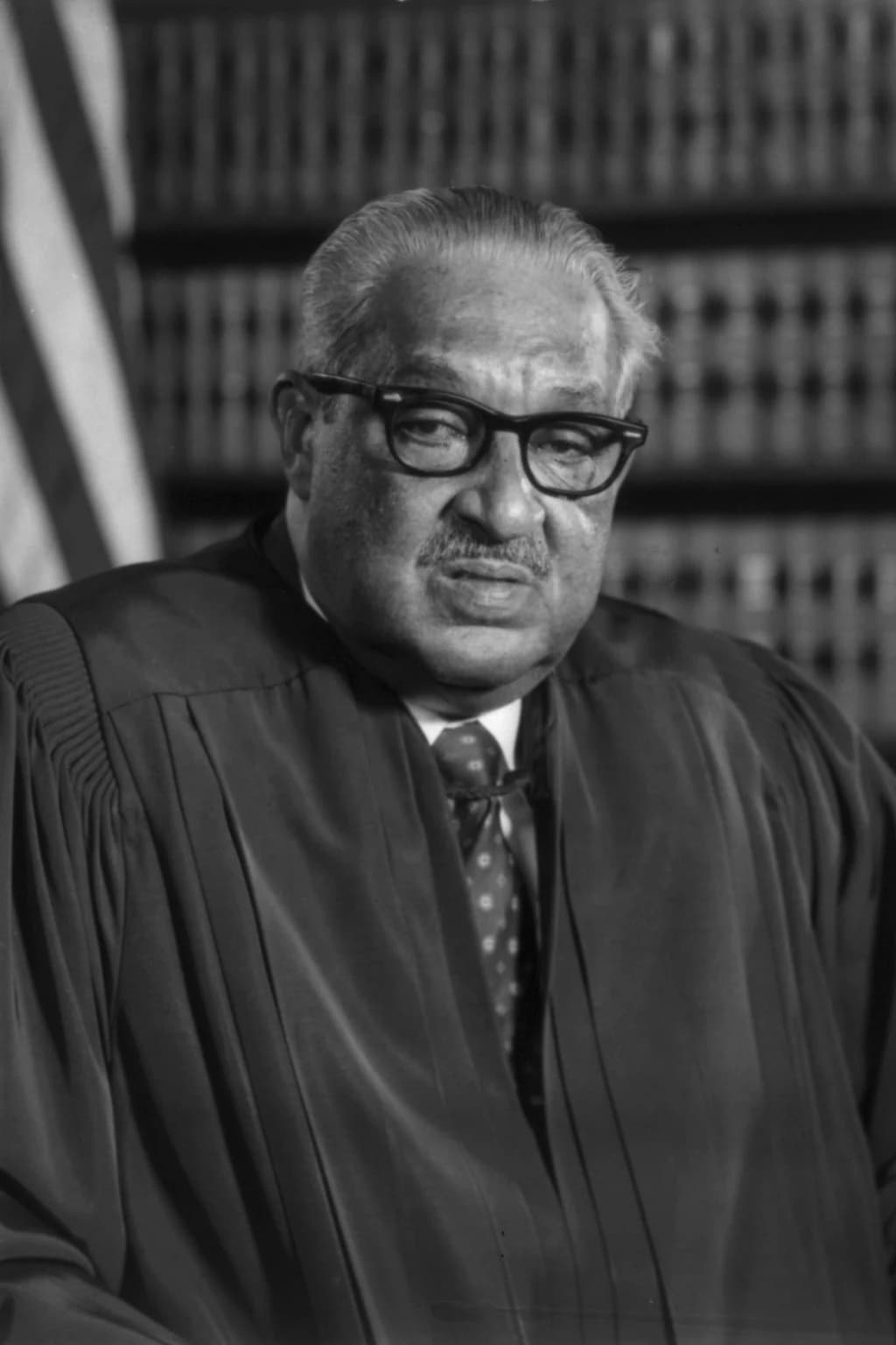 Thurgood Marshall in judicial robes in his official 1976 portrait.