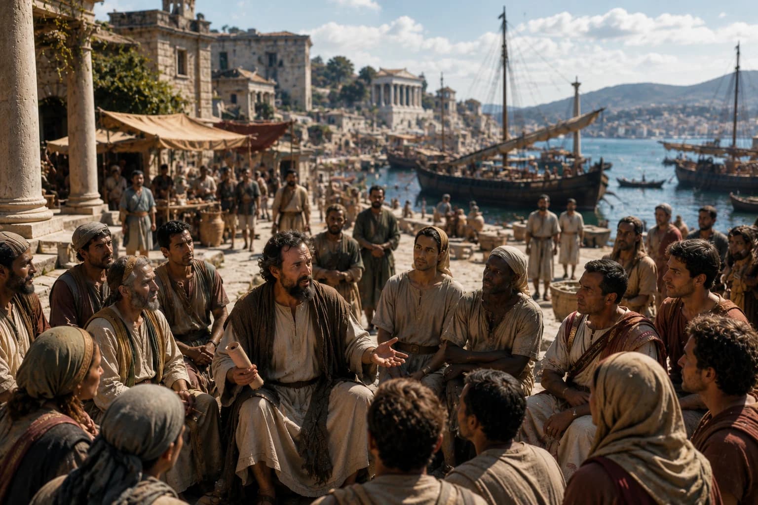 Paul carrying the Christian message through the cities and routes of the Roman world.